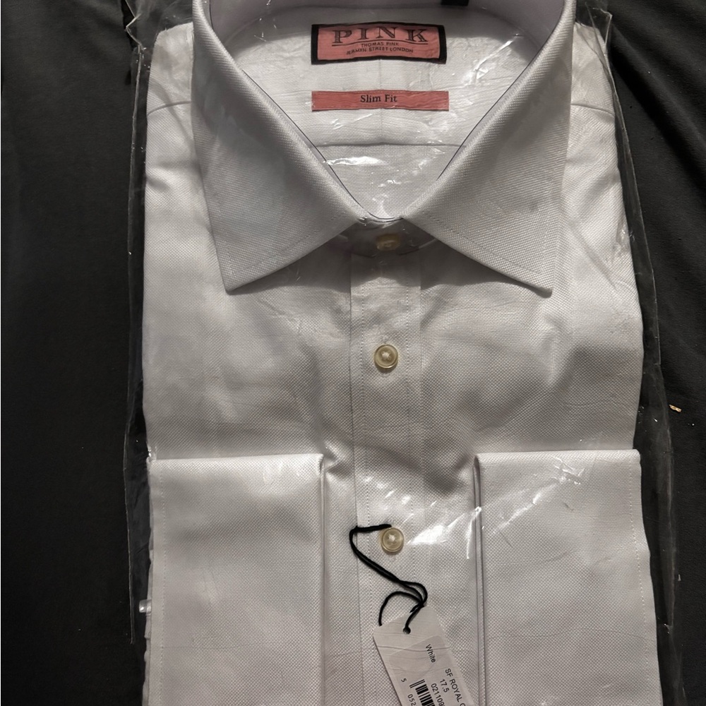 Thomas Pink Men's Slim Fit White Dress Shirt